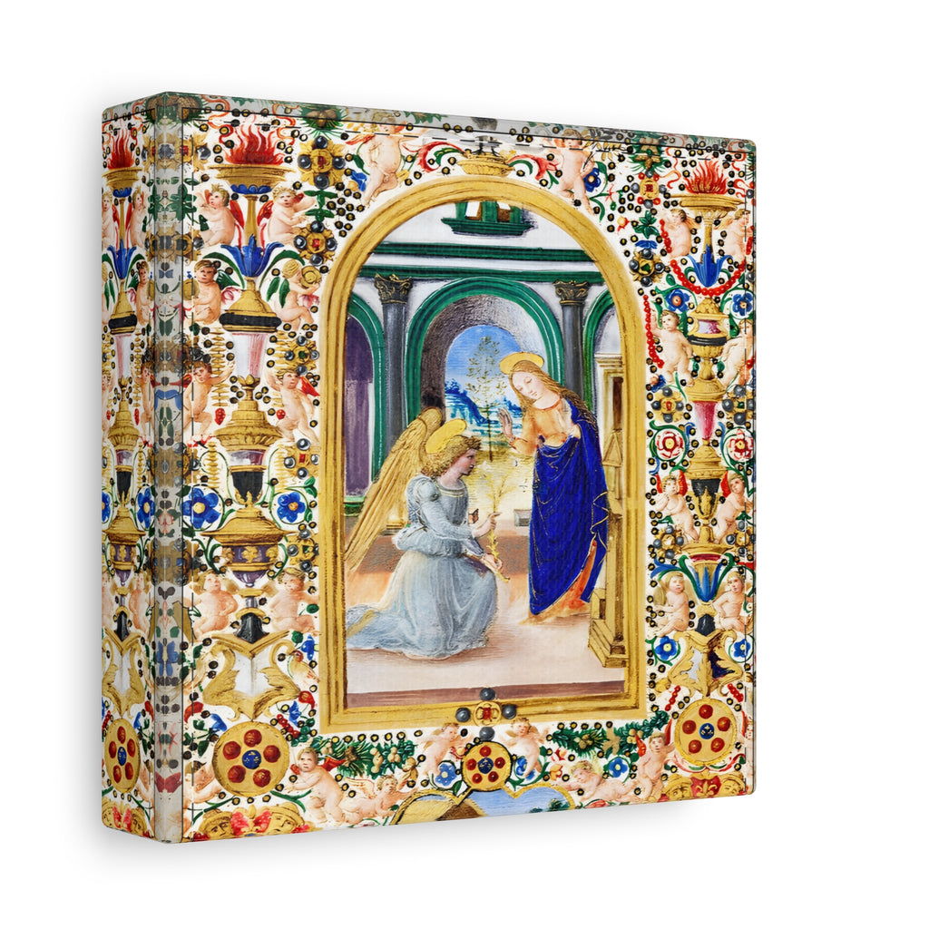 Annunciation Medieval Artwork Canvas Wall Art Matte Canvas, Mary & Gabriel Artwork Gift