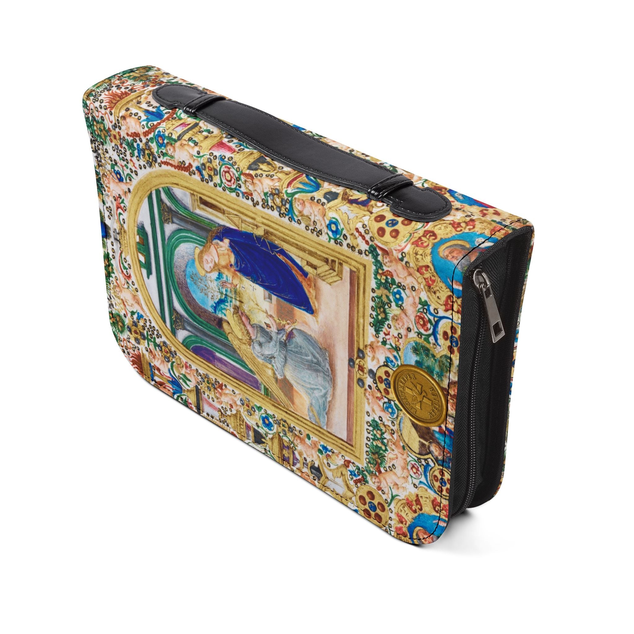 Virgin Mary Floral Icon Bible Cover | Zippered Scripture Holder Gift for Christian woman