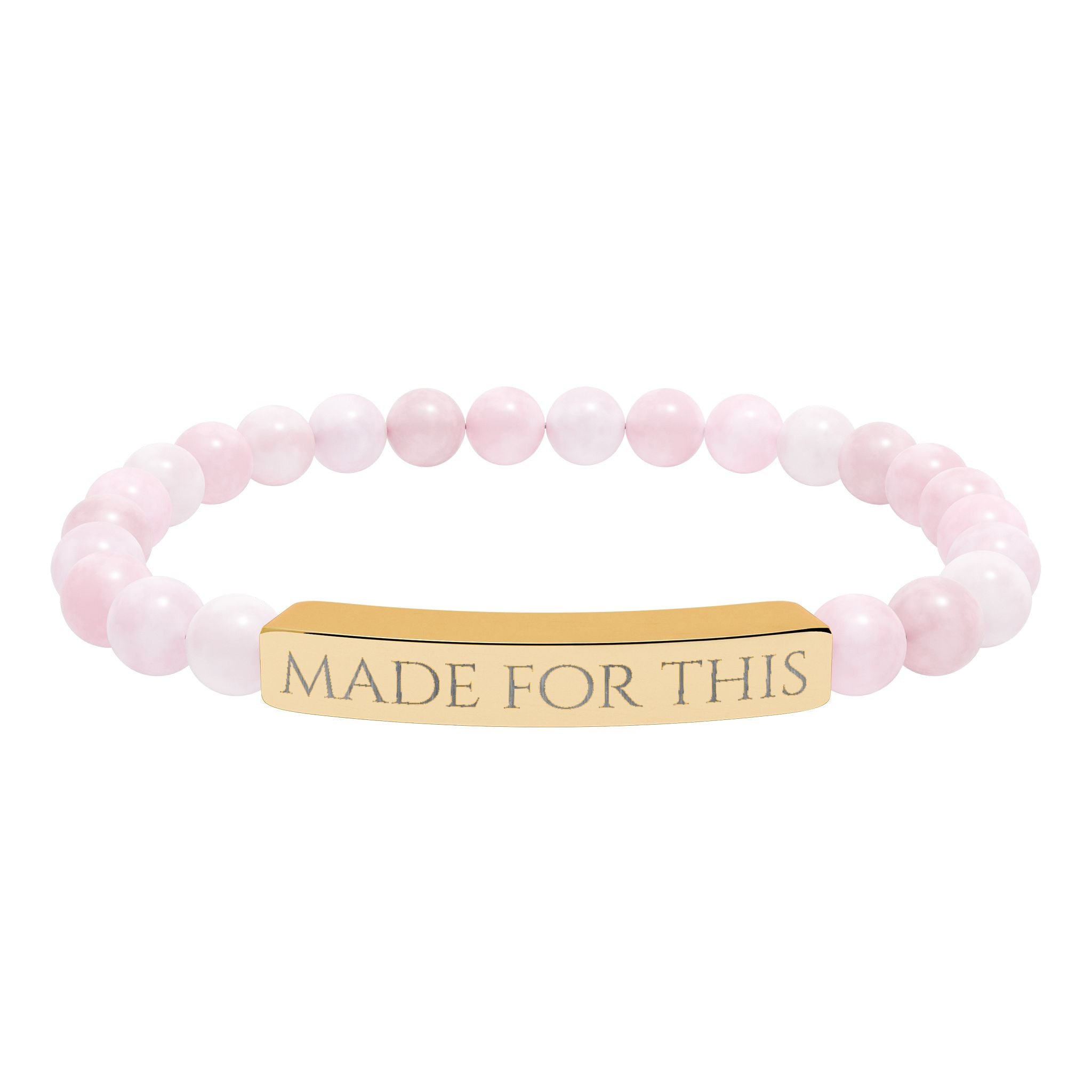 MADE FOR THIS Natural Stone Stretch Bar Bracelet | Engraved Christian Bracelet