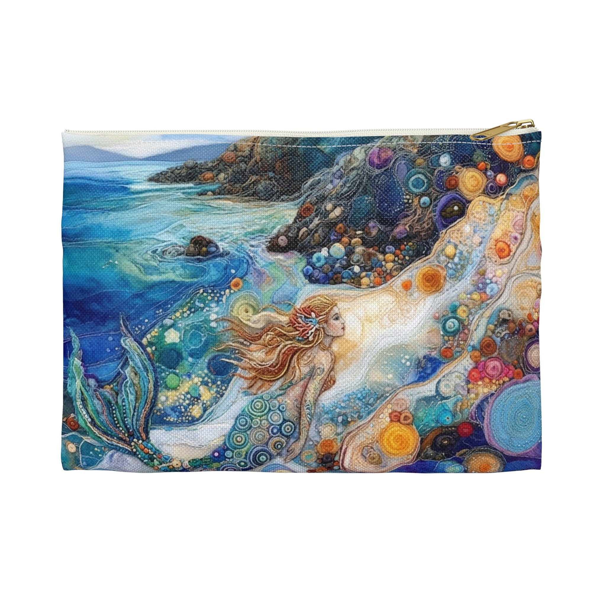 Coastal Beach Accessory Pouch | Beach Print Coin Purse | Mermaid Toiletry Bag