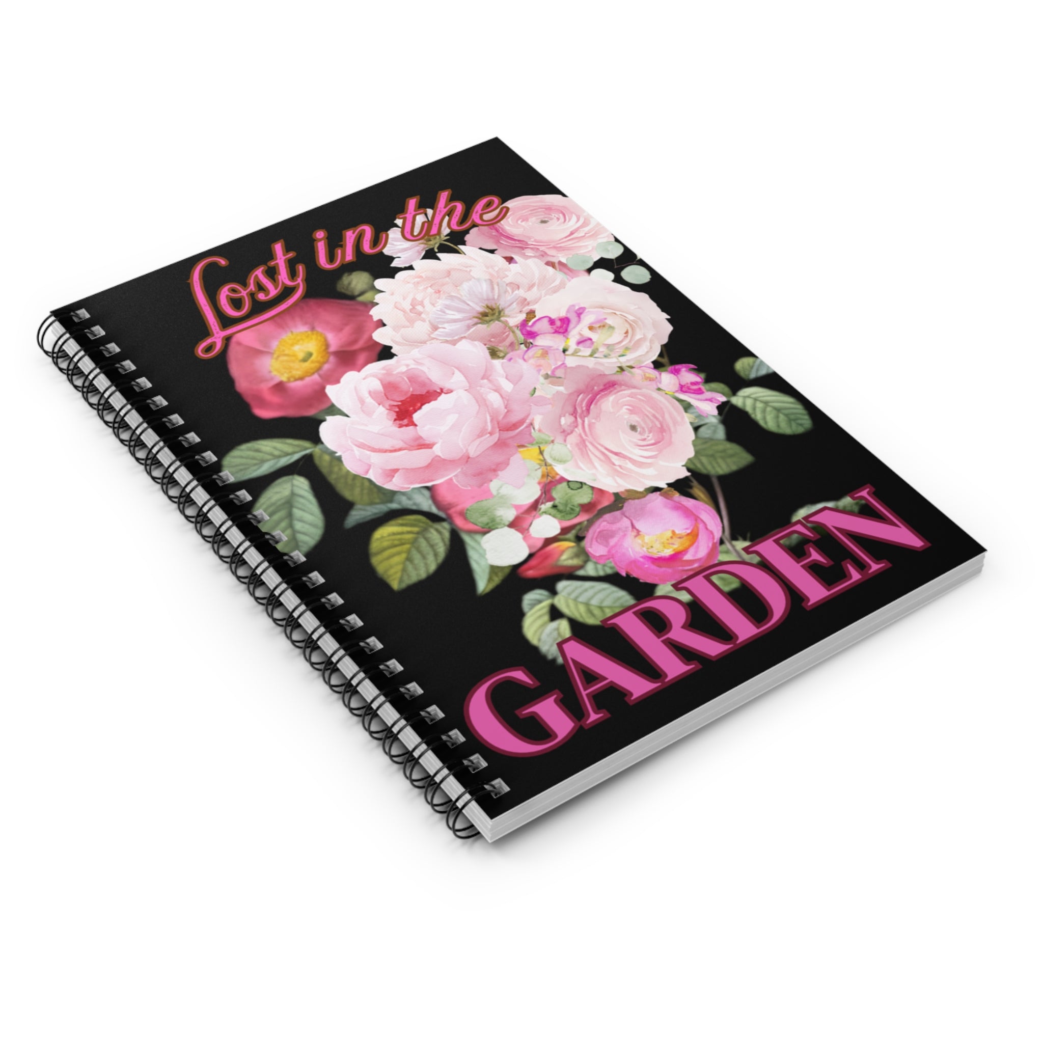 Garden Spiral Notebook | Pink Floral Ruled Journal Gift for Garden Lover | Diary Daily Devotions