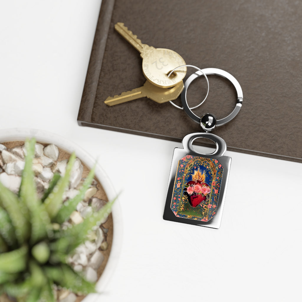 Immaculate Heart of Mary keyring | Catholic religious keepsake, photo rectangle