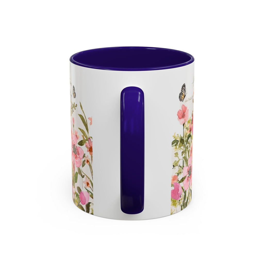 Pink Watercolor Wildflowers Mug | Butterfly Accent Scripture Coffee Cup Gift for Her
