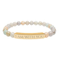 I Am With You Natural Stone Stretch Bar Bracelet | Engraved Christian Bracelet
