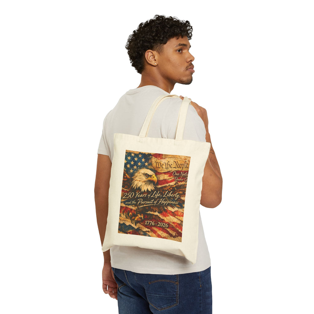We the People Eagle Flag 250 Years Tote Bag | 1776-2026 Patriotic Canvas
