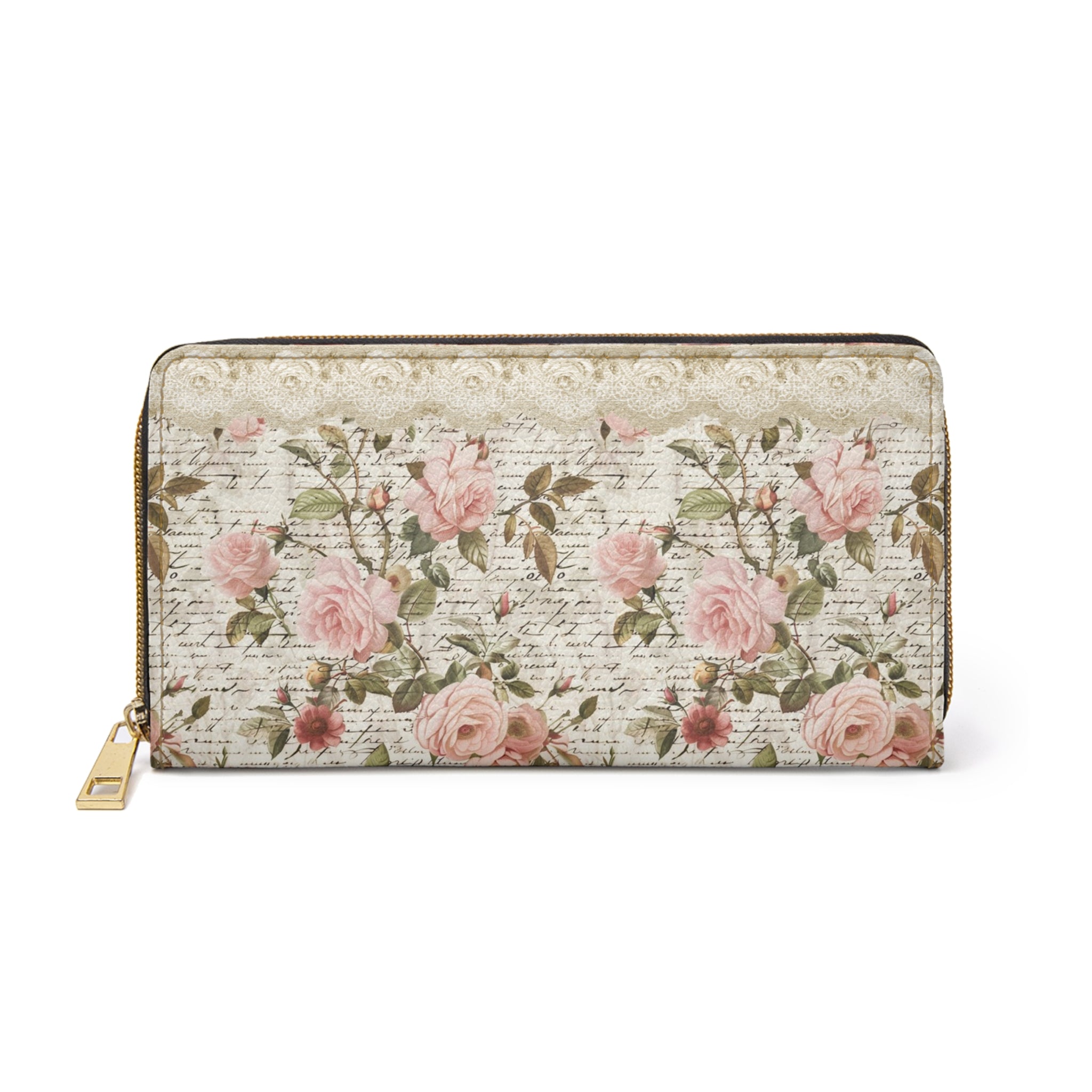 Zipper Wallet, Antoinette Script Coin Purse, Small Wallet, Floral Art Wallet, Gift for Her, Women's Wallet