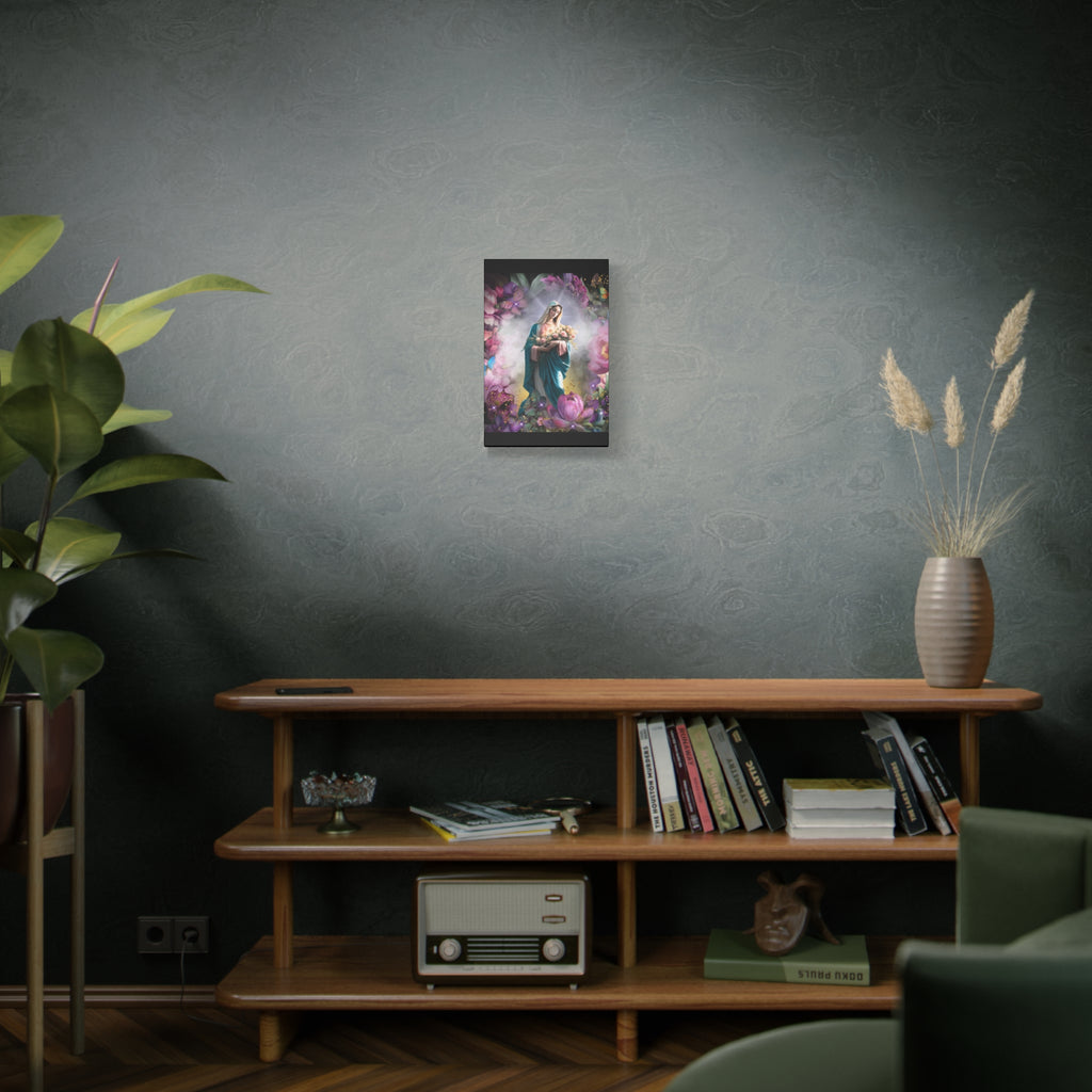 Virgin Mary Floral Portrait Canvas
