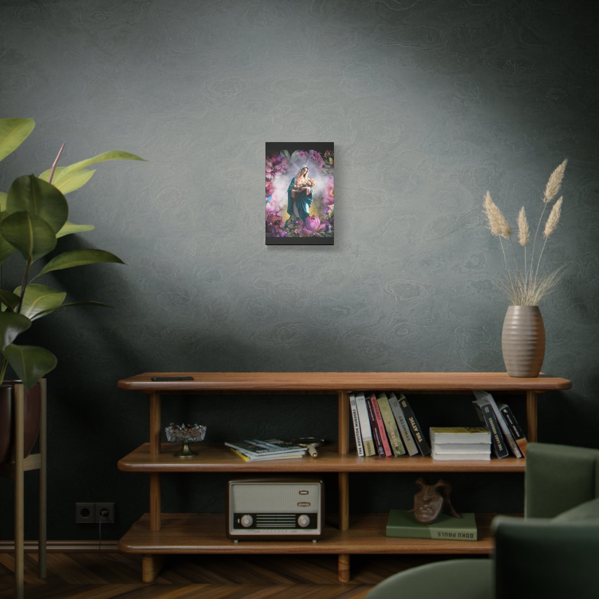 Virgin Mary Floral Portrait Canvas