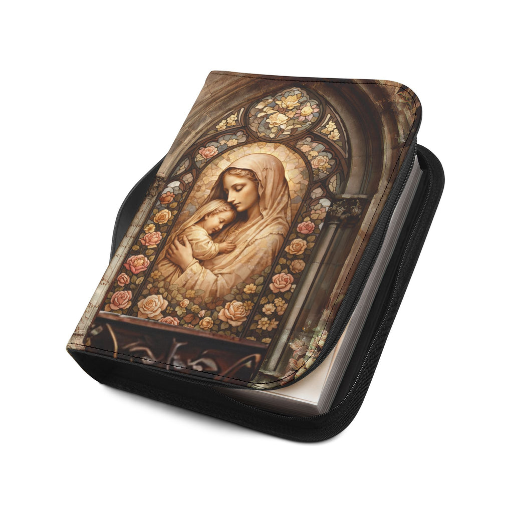 Madonna and Child Stained Glass Bible Cover | Zippered Bible Case