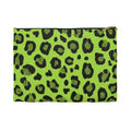 Acid Green Leopard Print Accessory Pouch | Animal Print Zipper Bag