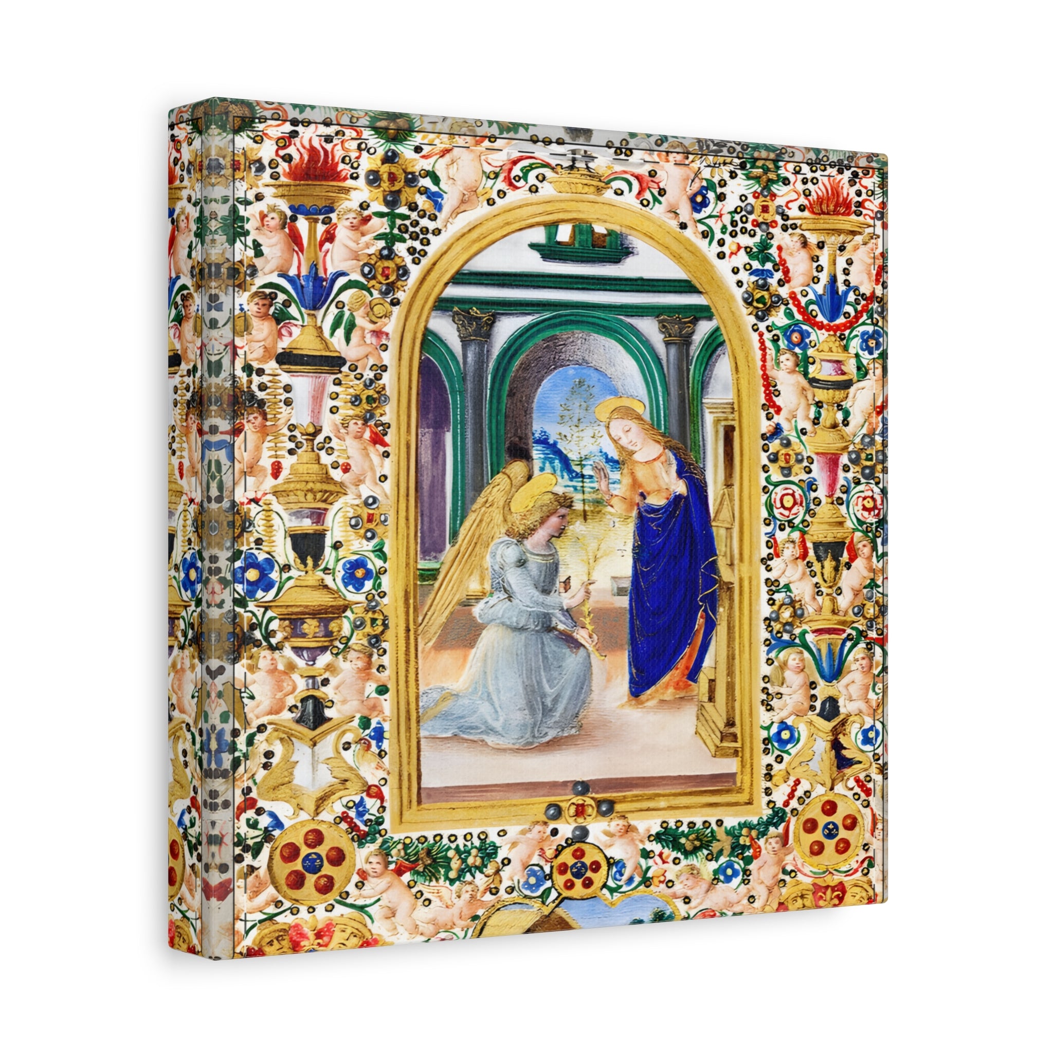 Annunciation Medieval Artwork Canvas Wall Art Matte Canvas, Mary & Gabriel Artwork Gift