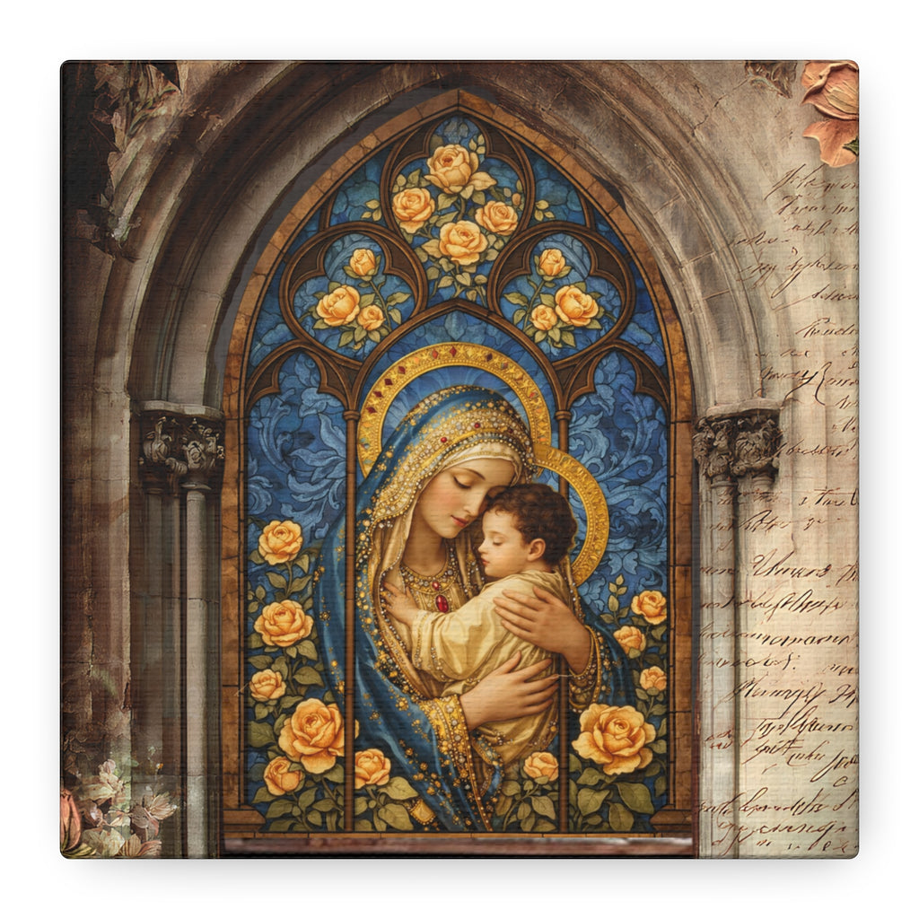 Mary Stained Glass Window Canvas Wall Hanging | Matte Stretched Canvas