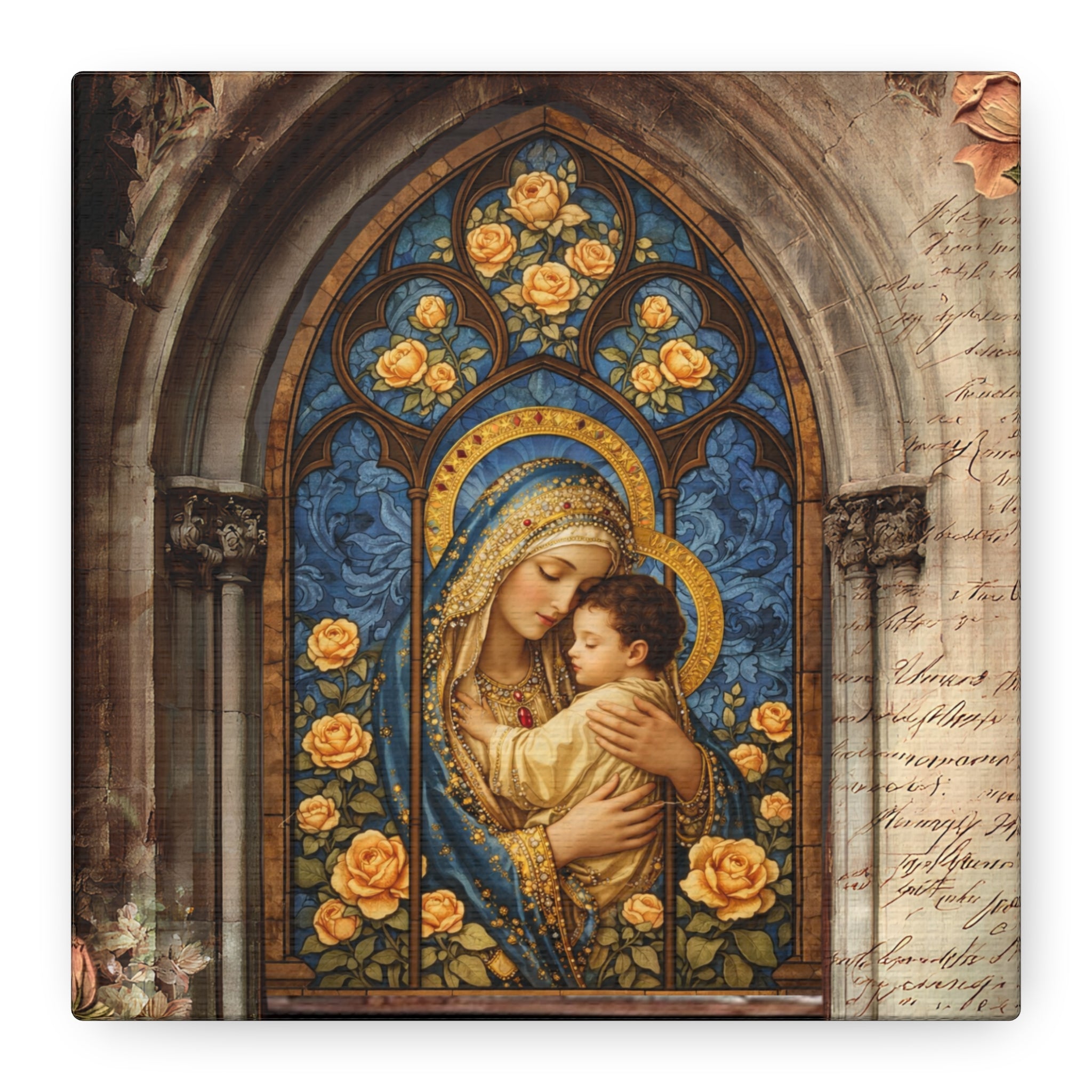 Mary Stained Glass Window Canvas Wall Hanging | Matte Stretched Canvas