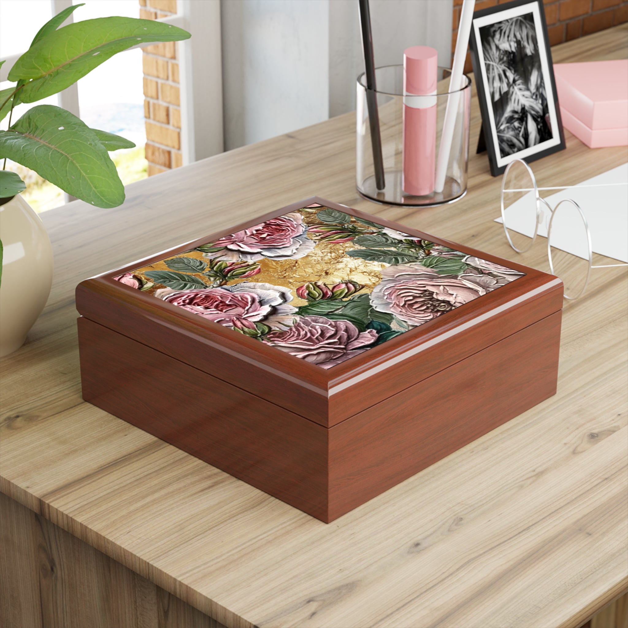 Floral Keepsake Roses Memory Box Jewelry Box | Personalized Engraved