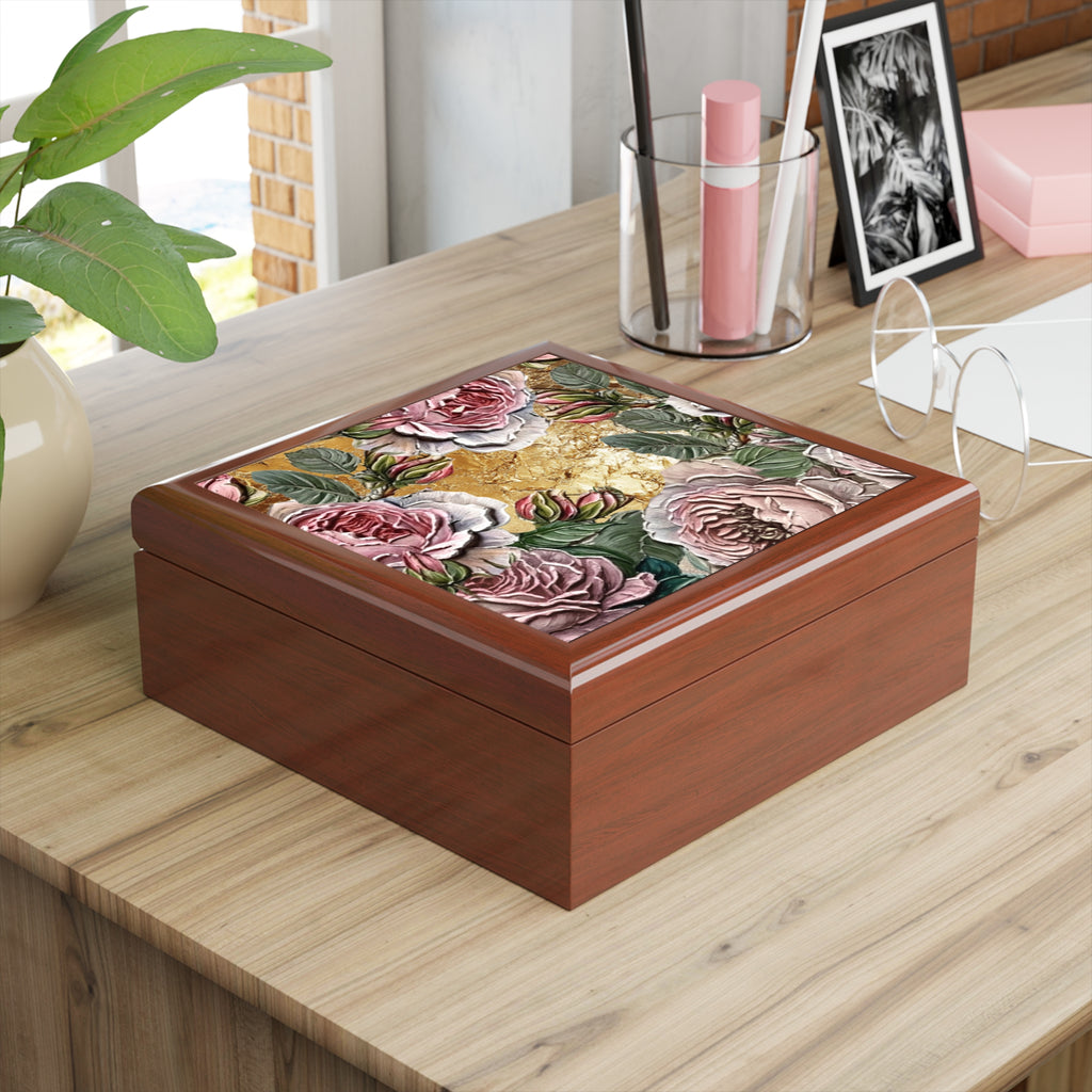 Floral Keepsake Roses Memory Box Jewelry Box | Personalized Engraved