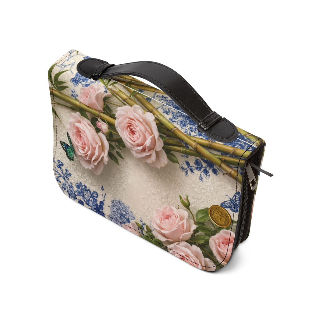 Guatemalan Roses Bible Cover | Zippered Missal Cover with Handle | Personalized Bible Case