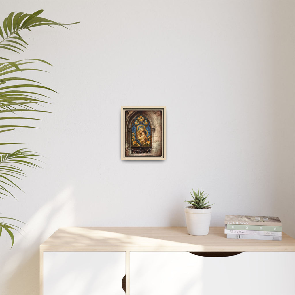 Madonna and Child Stained Glass Print Matte Canvas, Framed