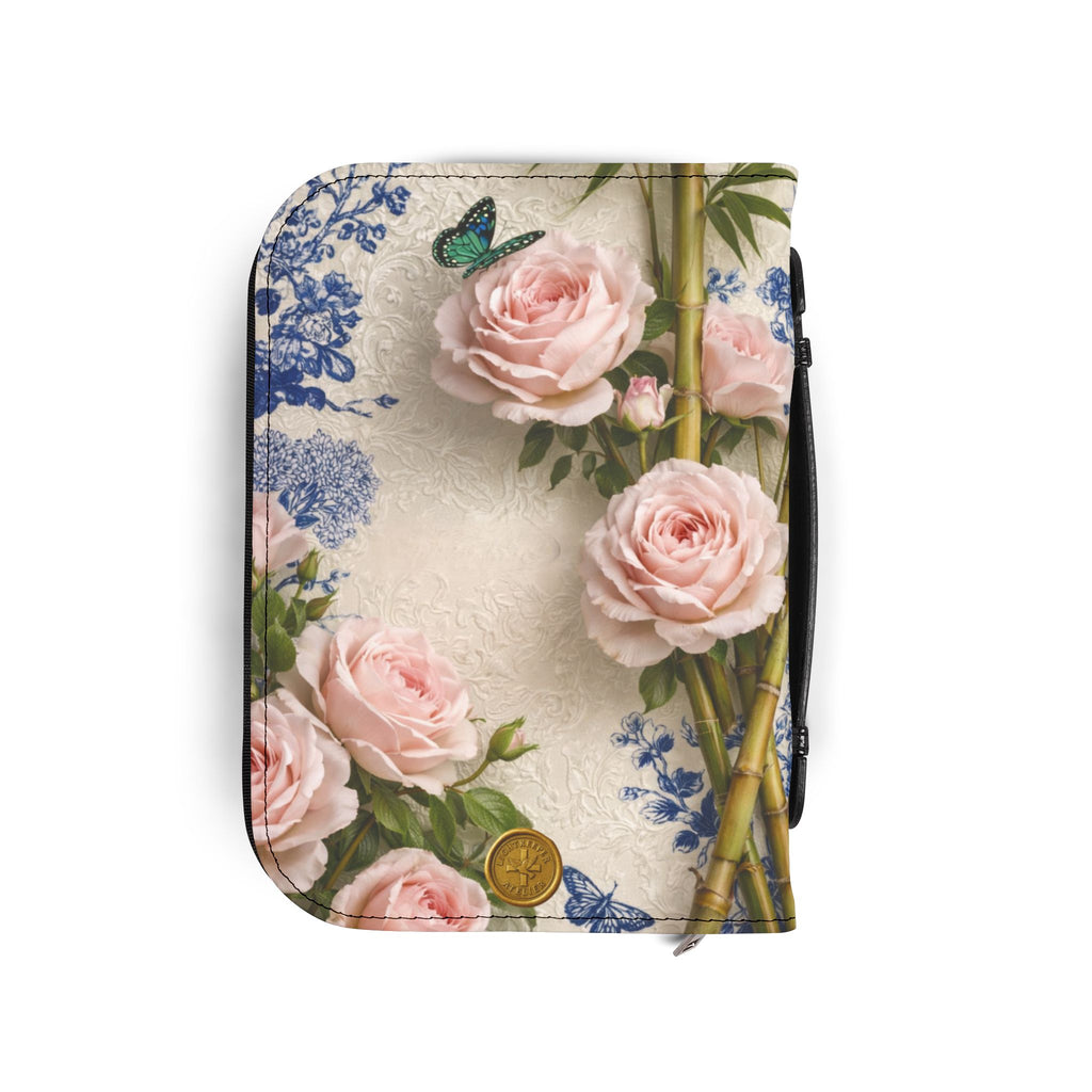 Guatemalan Roses Bible Cover | Zippered Missal Cover with Handle | Personalized Bible Case