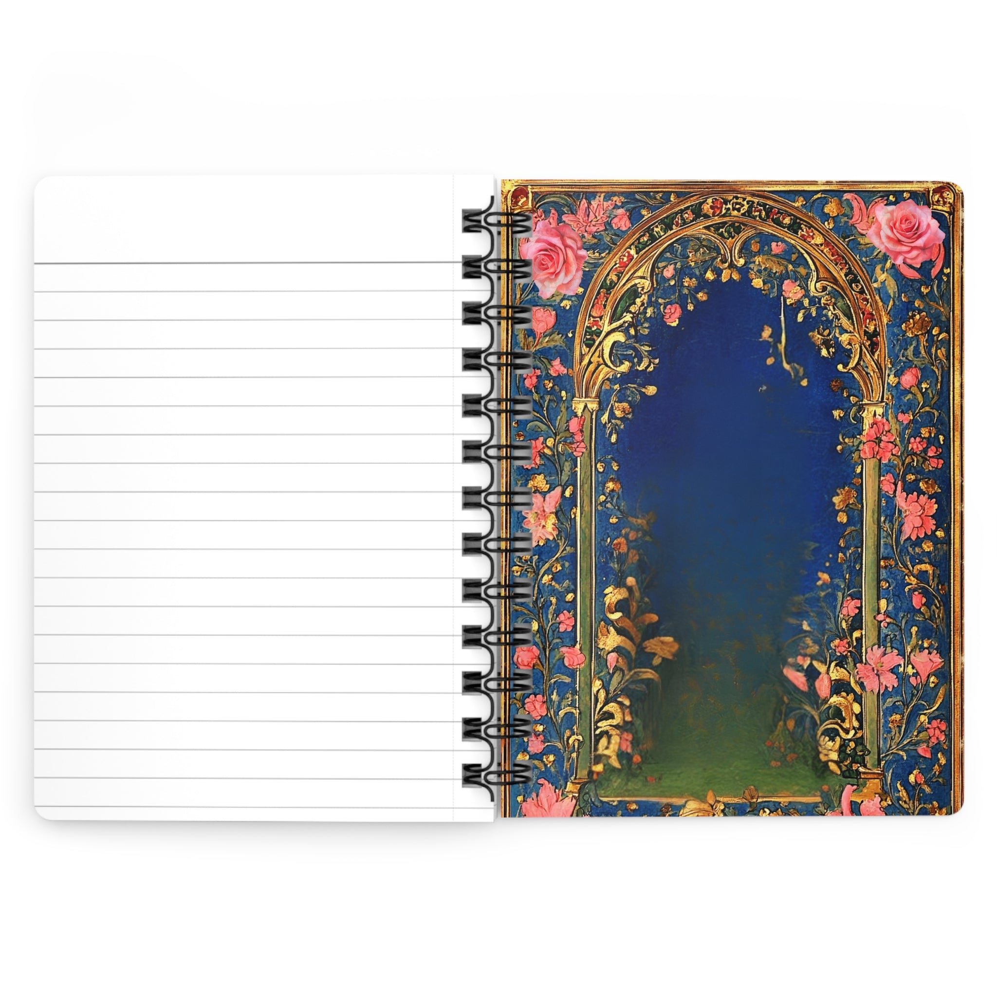 Sacred Heart with Roses Spiral Bound Journal | Floral Gothic Notebook Seven Sorrows