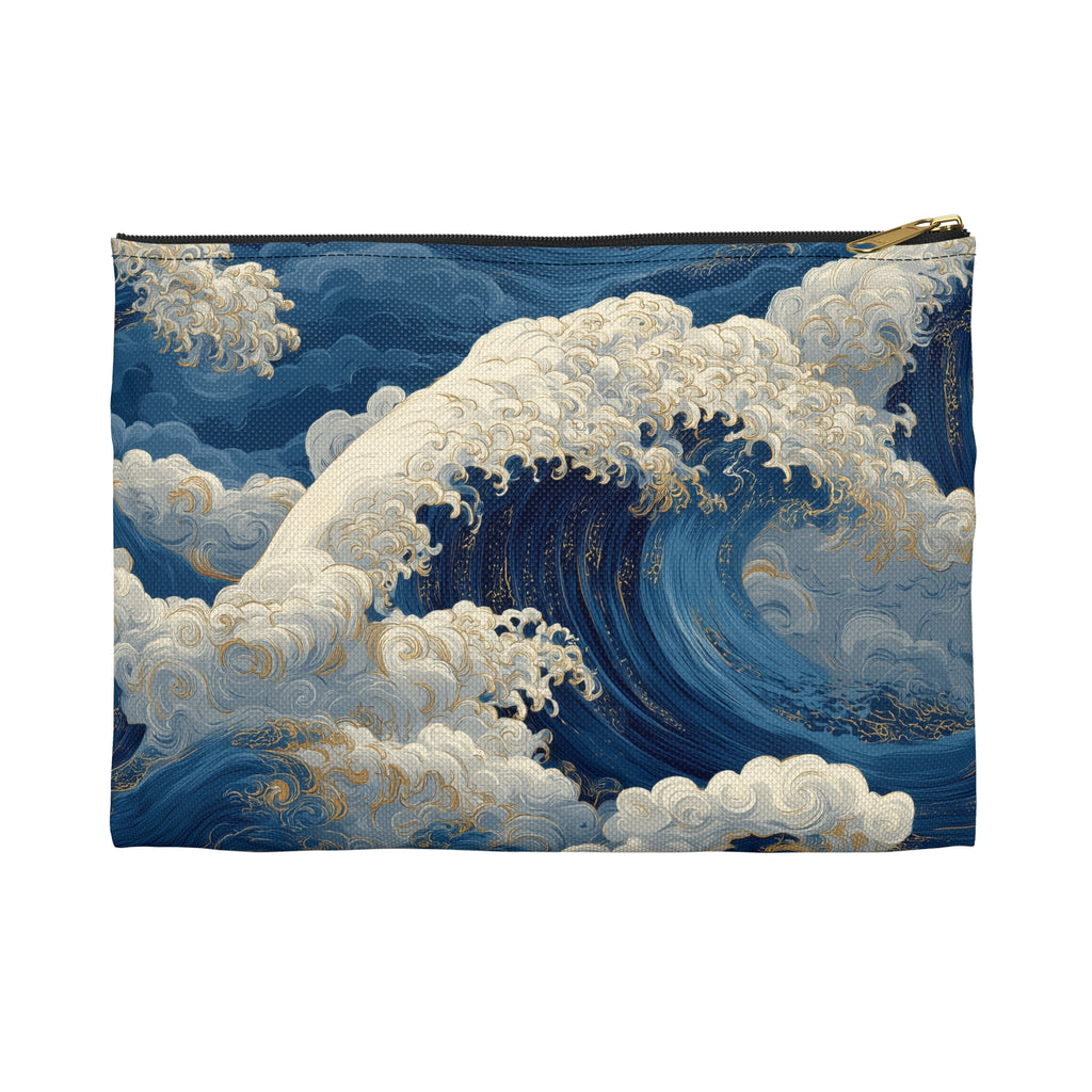 Ocean Wave Accessory Pouch | Blue Wave Cosmetic Bag