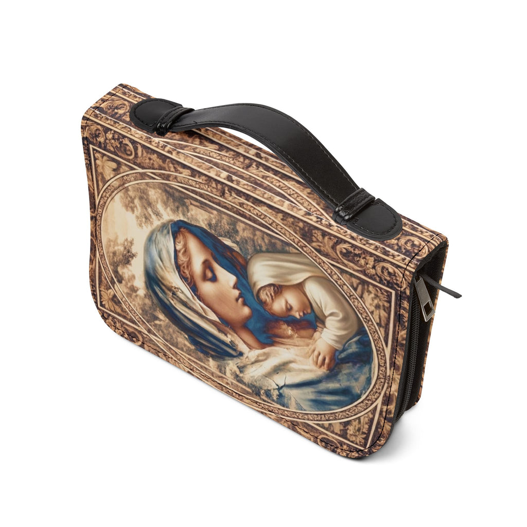 Sepia tone Madonna and Child Bible Cover | Religious Scripture Bible Zippered Case Catholic Gift