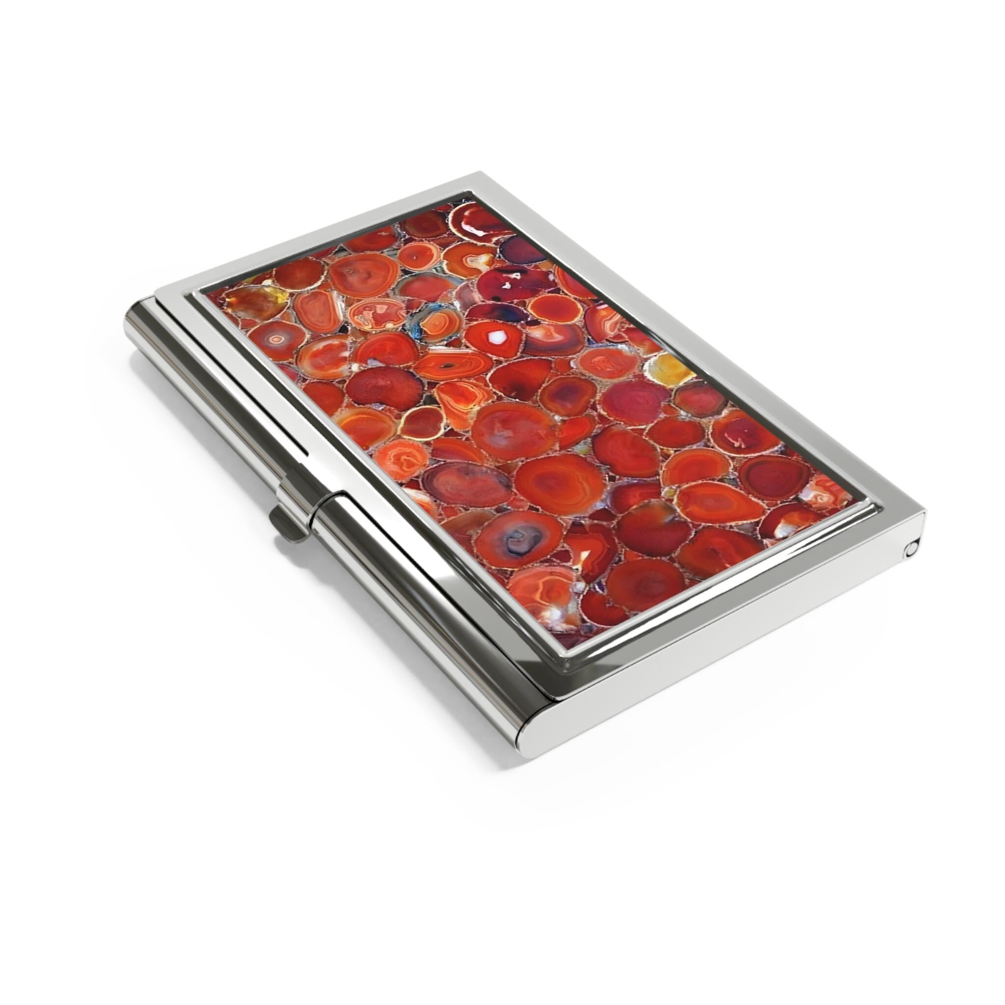 Colorful Gemstone Business Card Holder, Artistic 3D Image Card Case | Desk Organizer