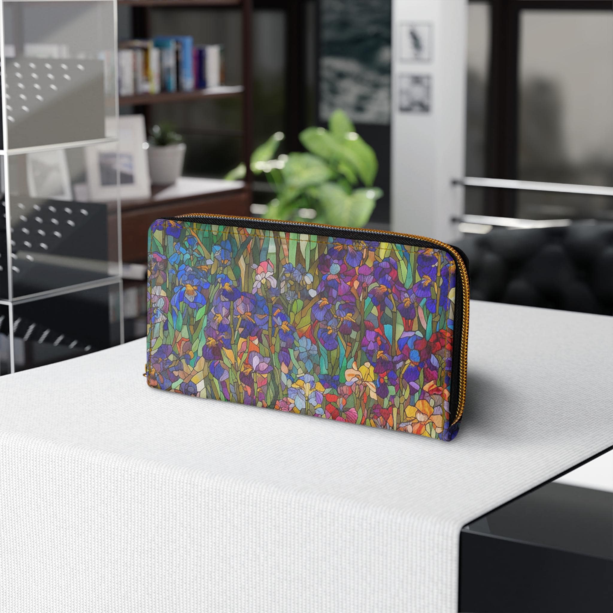 Garden Floral Art Wallet • Botanical Zipper Clutch • Vegan Leather