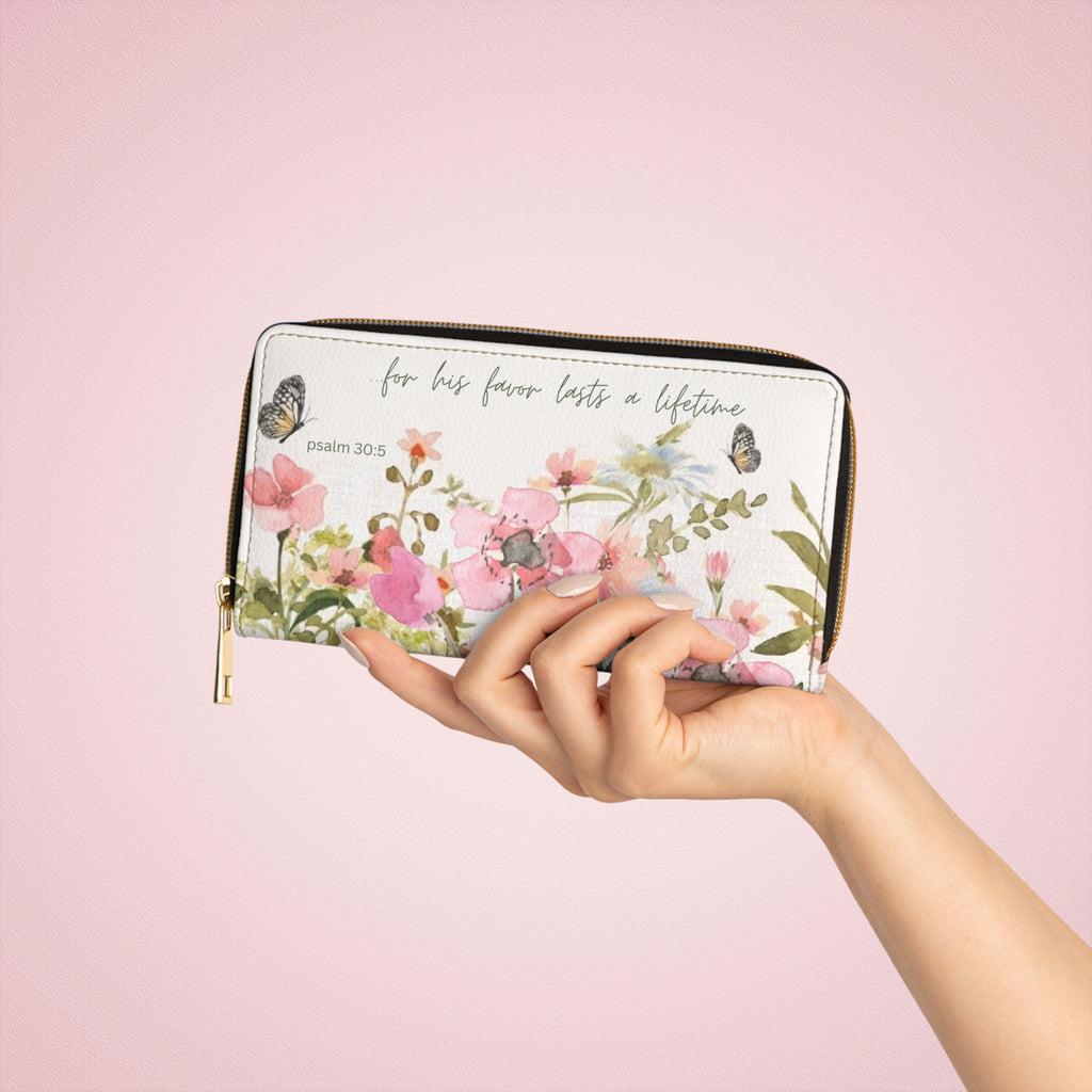 Wildflowers Scripture Zipper Wallet | Floral Bible Verse Wallet