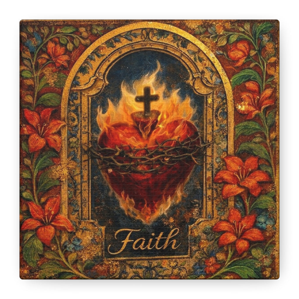 Flaming Sacred Heart Faith Canvas