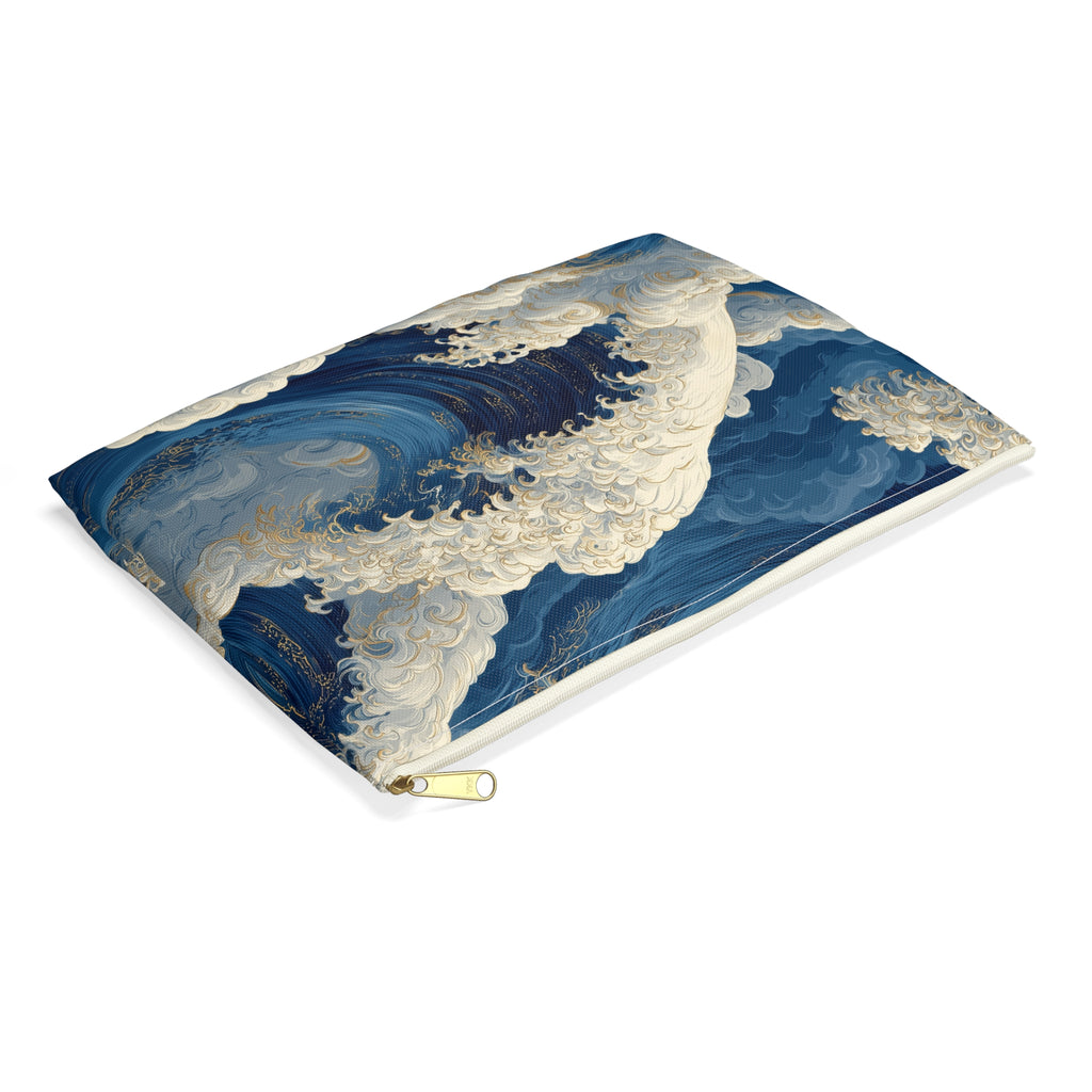Ocean Wave Accessory Pouch | Blue Wave Cosmetic Bag