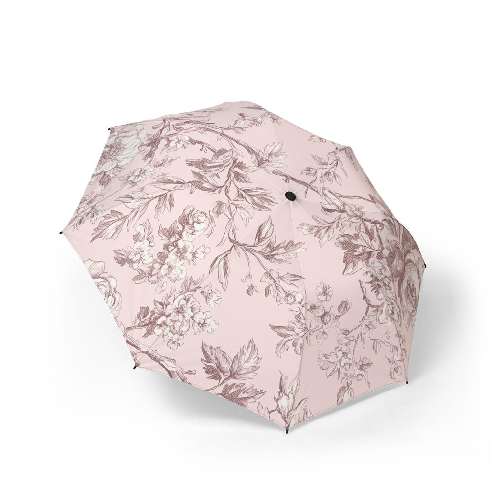 Pink European Toile Umbrella | Foldable Classic Floral Canopy | Parasol