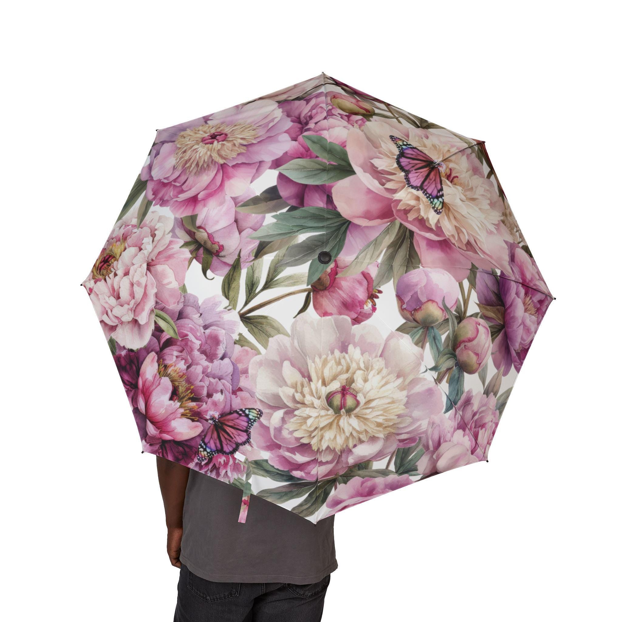 Peony Floral Umbrella - Garden Inspired Design, Compact Travel Umbrella, Perfect Gift for Rainy Days,Nature Lovers