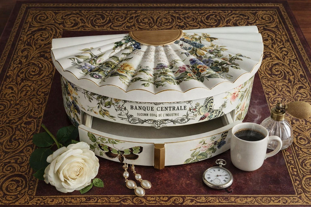 Wildflower Jewelry Box with Mirror | Hand‑Decorated Floral Vanity Organizer | Cottage‑Style Gift