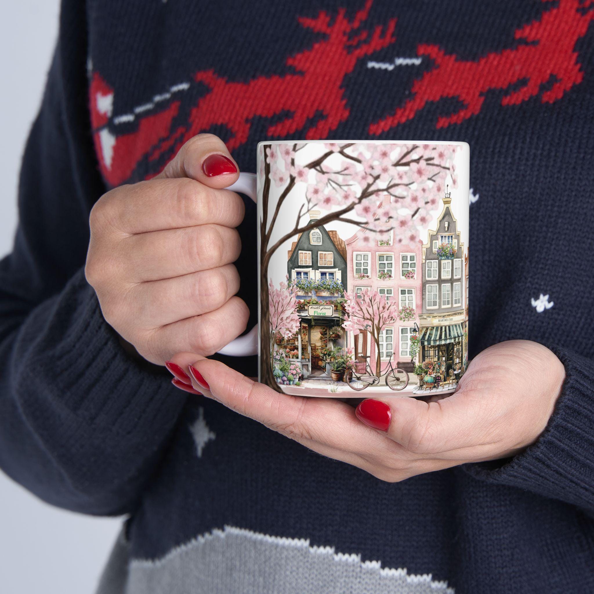 Painted Ladies Rowhouse Floral Coffee Cup Mug | Spring Tea & Coffee Lover