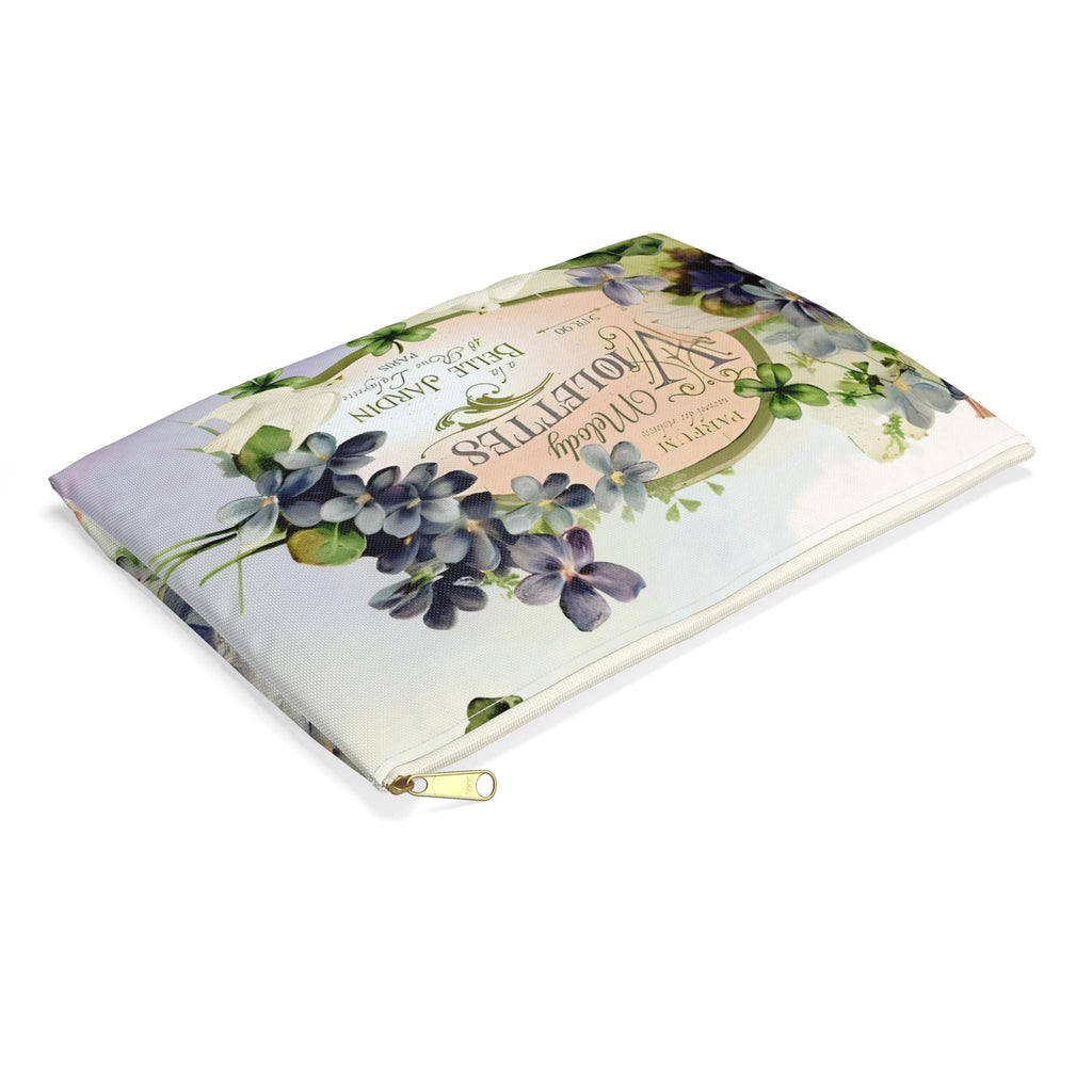 French Vintage Soap Label Violettes Accessory Pouch | Floral Makeup Bag