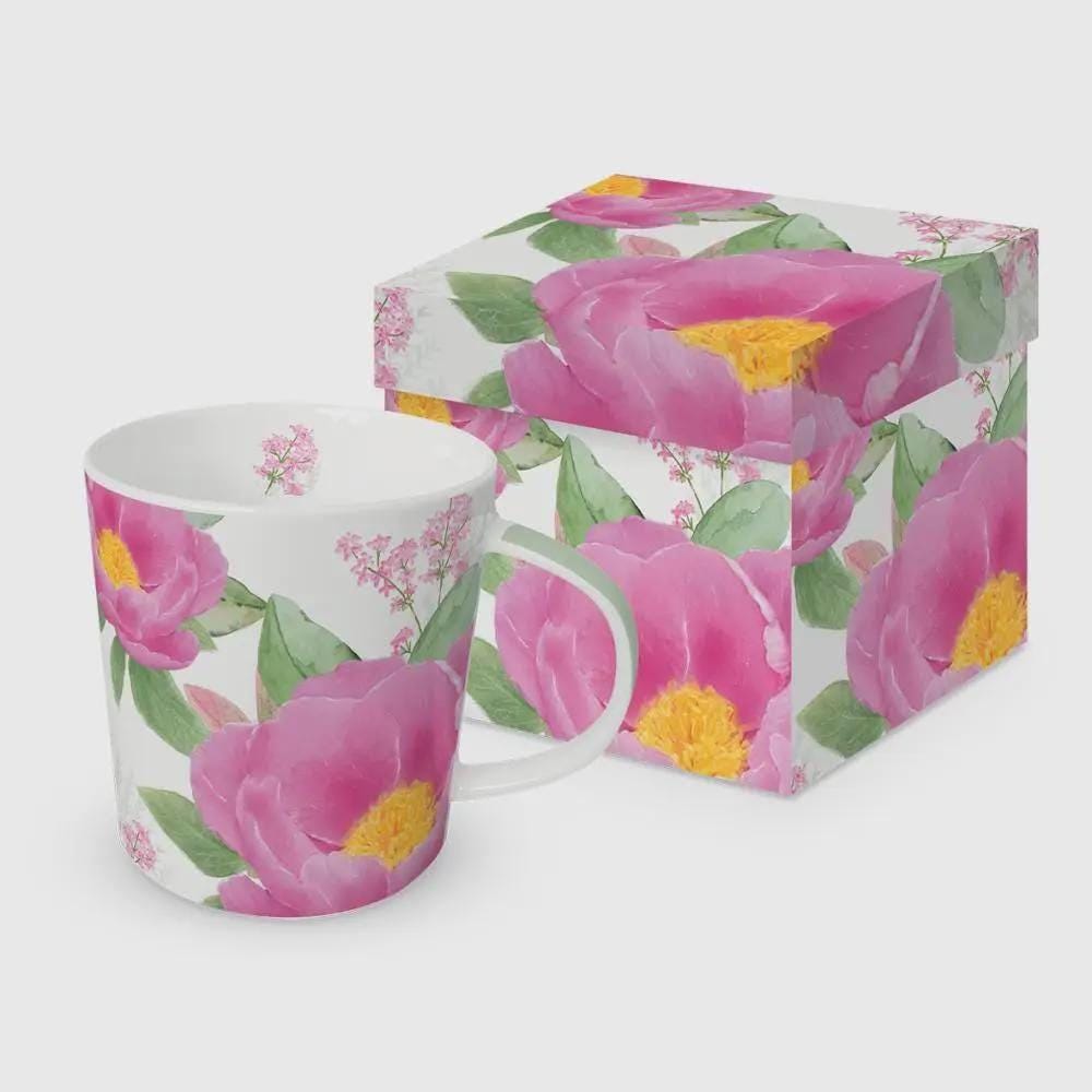 Pink Peony Mug and Gift Box Set – Floral Coffee Cup Gift