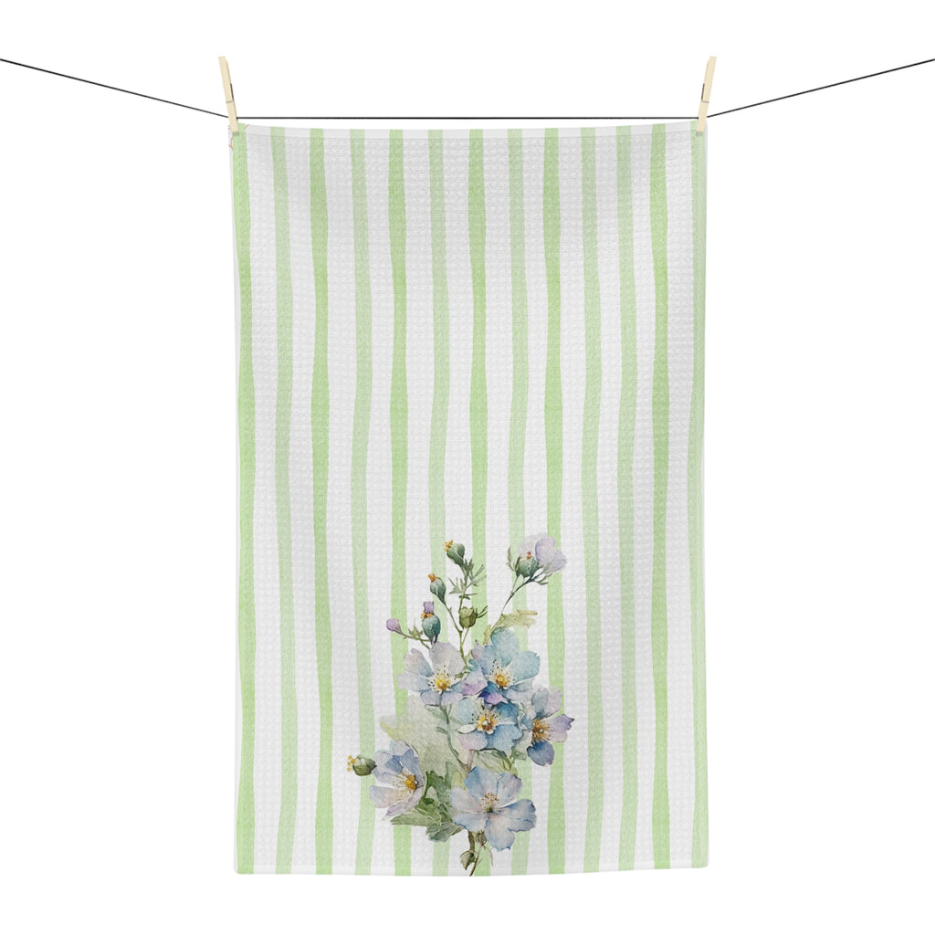 Watercolor Floral Stripes Microfiber Tea Towel | Kitchen Dish Cloth