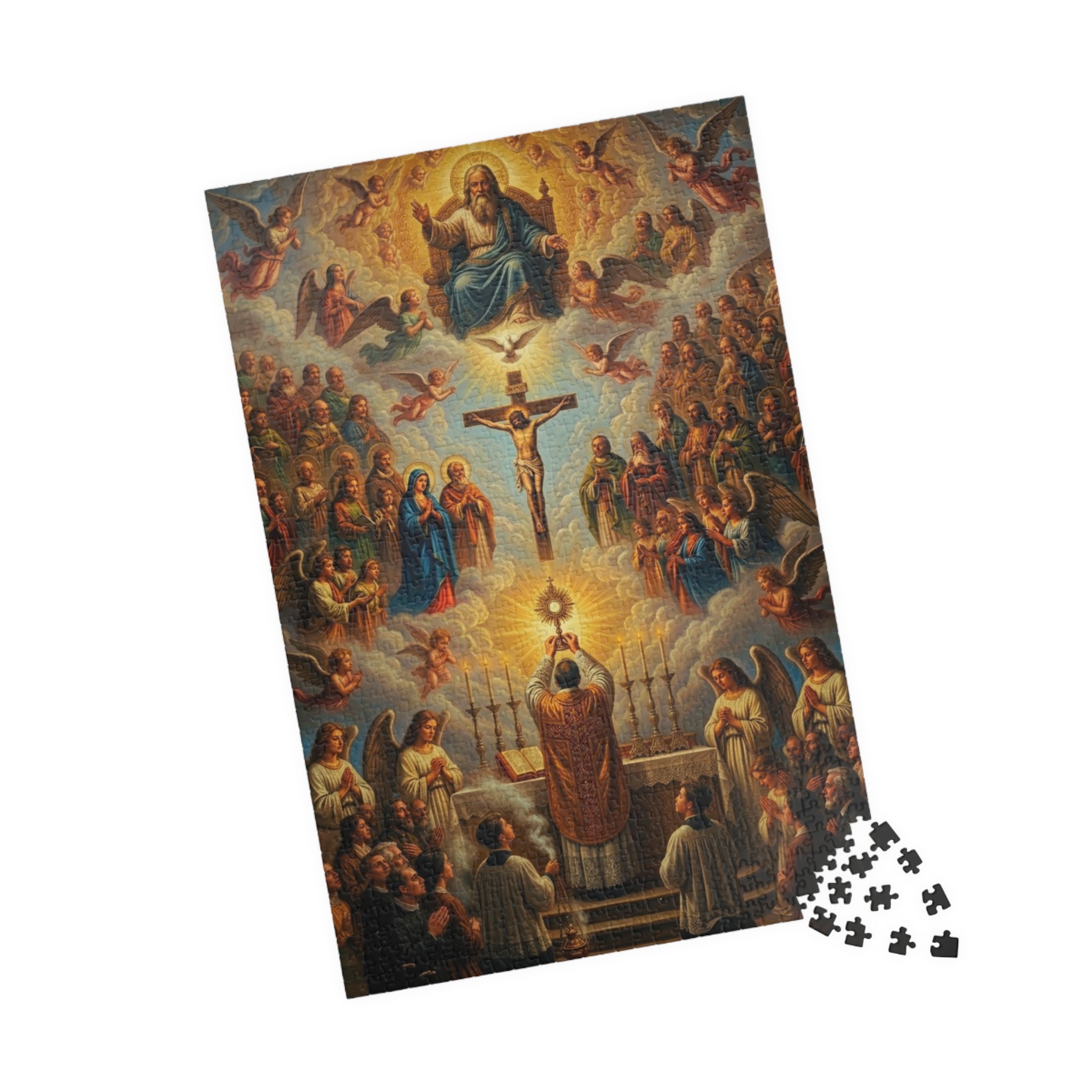 Catholic Mass Eucharist Crucifixion Artwork Puzzle 520 Piece | Religious Jigsaw