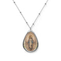 Virgin Mary Pendant Necklace | Religious Miraculous Medal Teardrop Locket