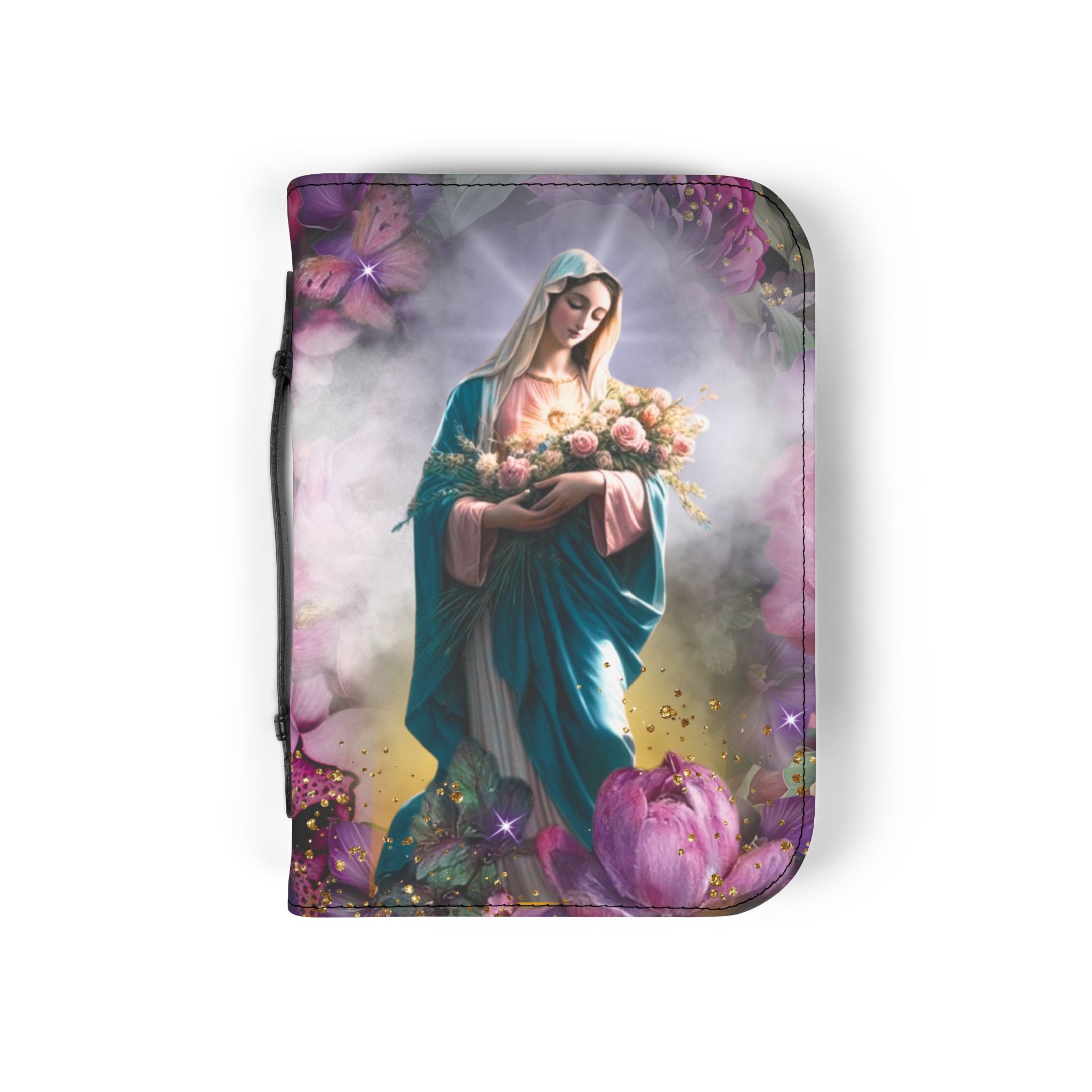 Marian Illustration Bible Cover | Protective Bible Case with Handle | Christian