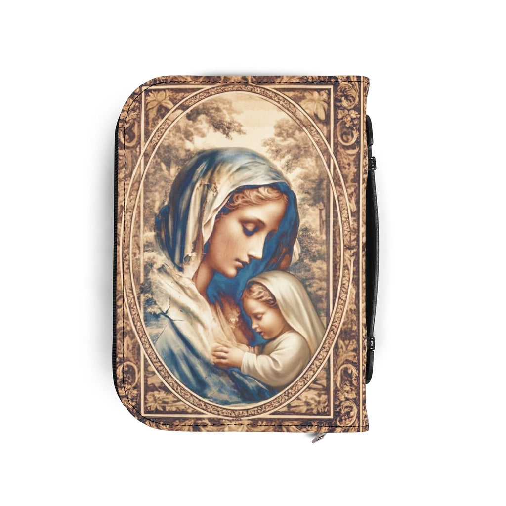 Sepia tone Madonna and Child Bible Cover | Religious Scripture Bible Zippered Case Catholic Gift