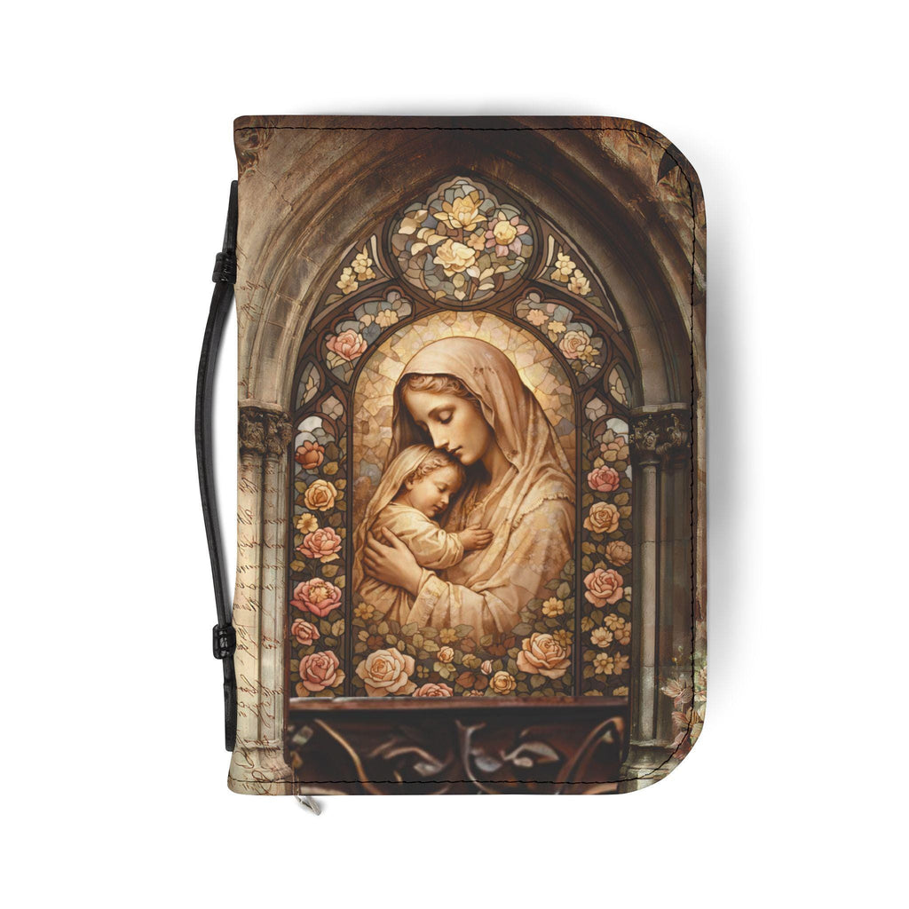 Madonna and Child Stained Glass Bible Cover | Zippered Bible Case