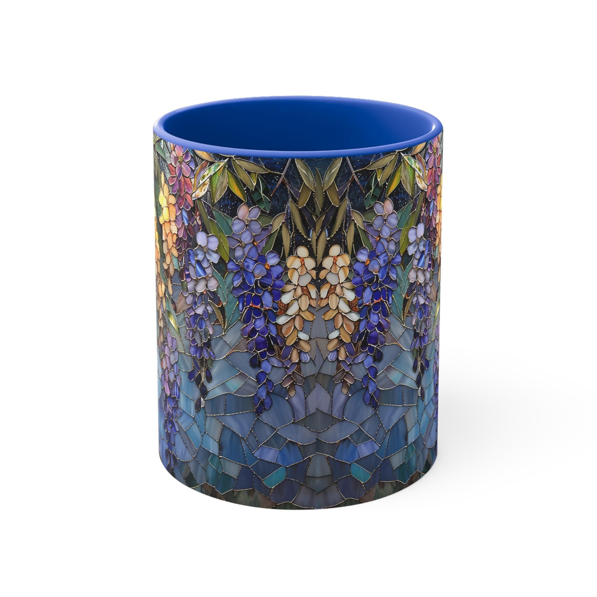 Wisteria Mosaic 11oz Accent Mug | Floral Stained Glass Pattern