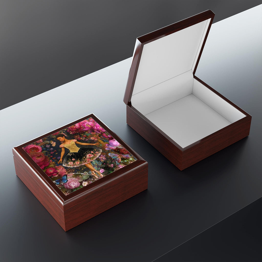 Black Ballerina Keepsake Box, Ballet Art Jewelry Box
