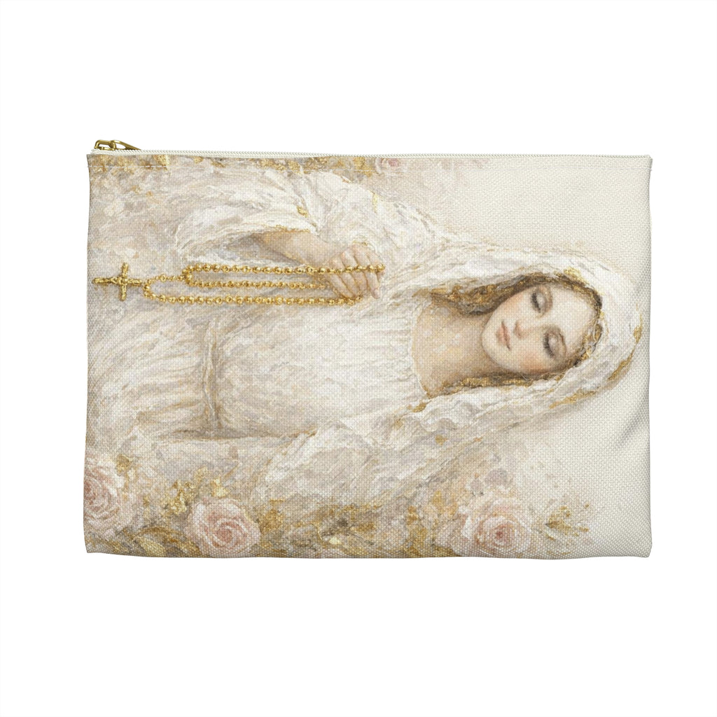 Our Lady Virgin Mary Accessory Pouch | Catholic Rosary Case, Vintage Christian Gift, Cosmetic Bag, Baptism Confirmation Present