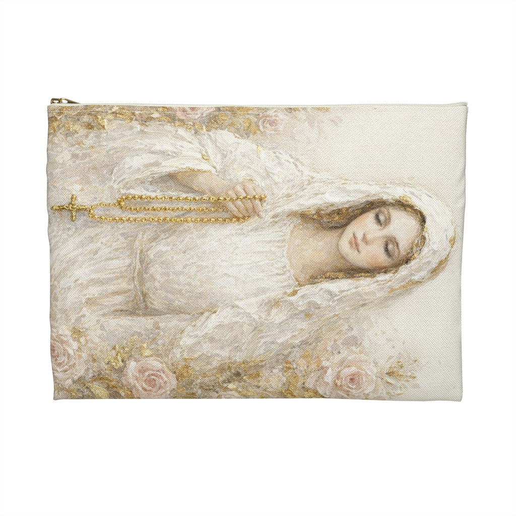 Our Lady Virgin Mary Accessory Pouch | Catholic Rosary Case, Vintage Christian Gift, Cosmetic Bag, Baptism Confirmation Present