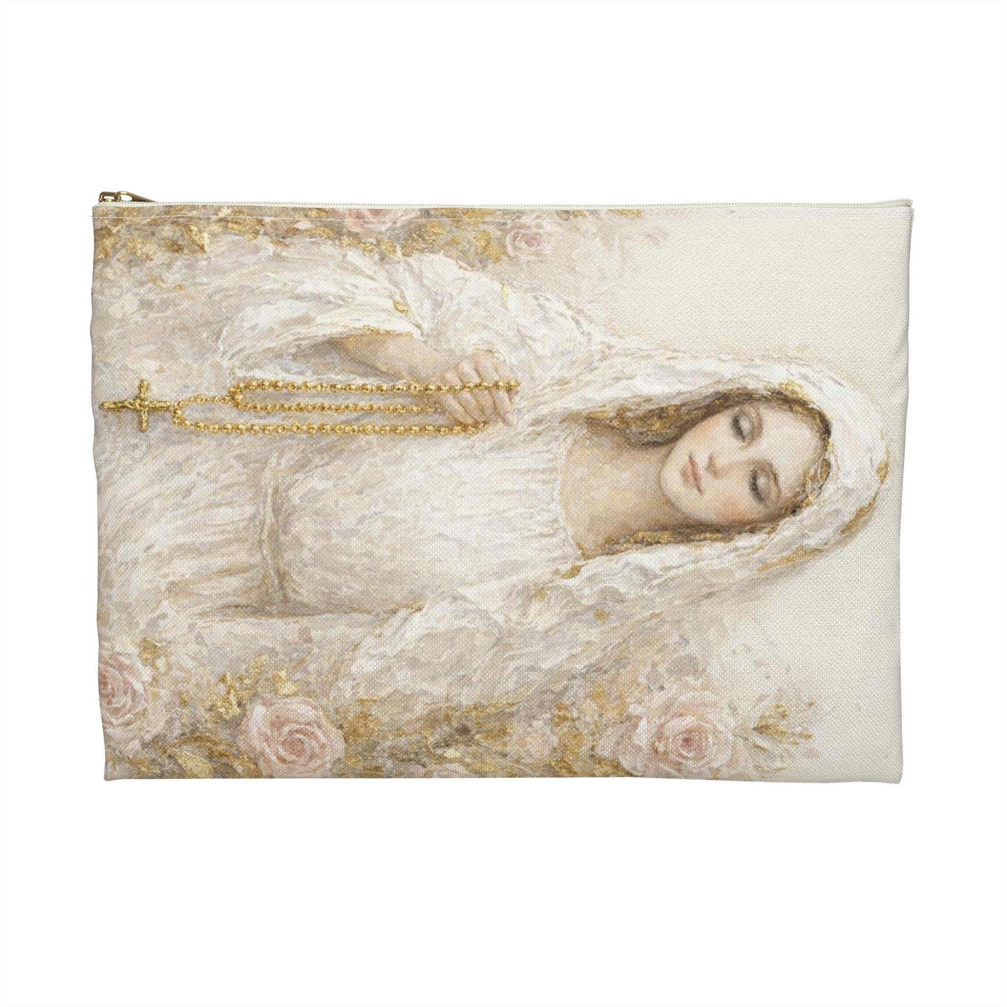 Our Lady Virgin Mary Accessory Pouch | Catholic Rosary Case, Vintage Christian Gift, Cosmetic Bag, Baptism Confirmation Present