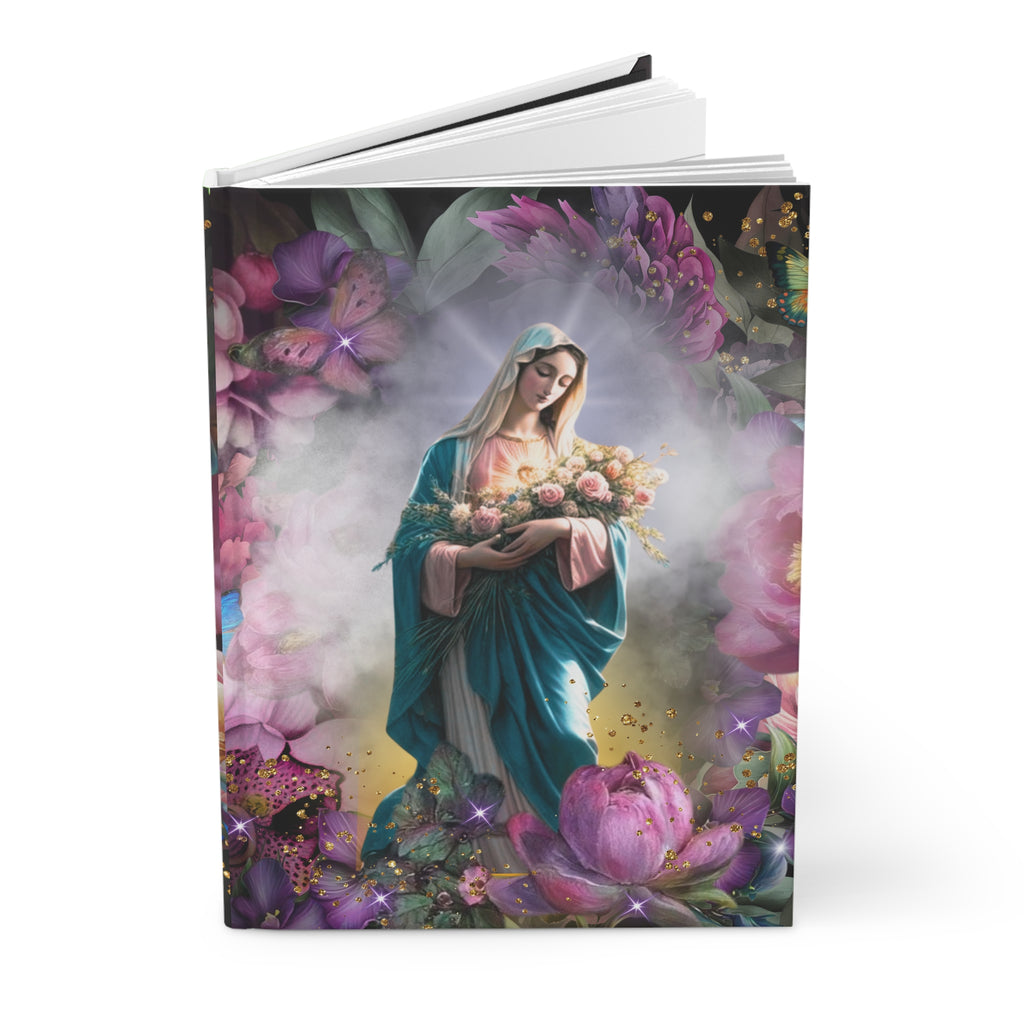 Virgin Mary Floral Journal | Hardcover Notebook, Religious Prayer Journal