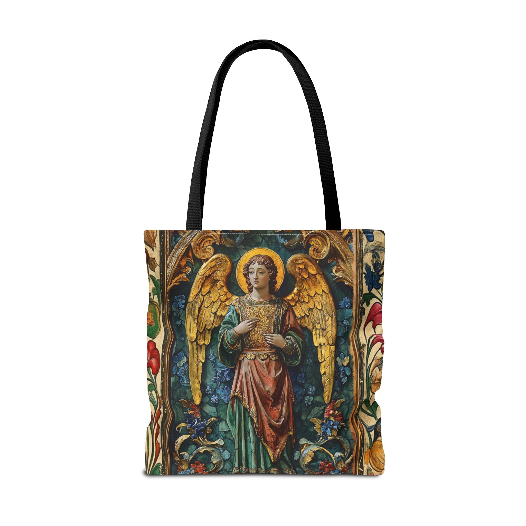 Medieval Manuscript Angel Tote | Ornate Religious Artwork, AOP Shoulder Bag Gift for Catholic