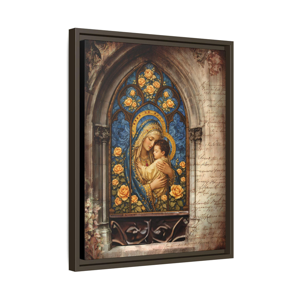 Madonna and Child Stained Glass Print Matte Canvas, Framed